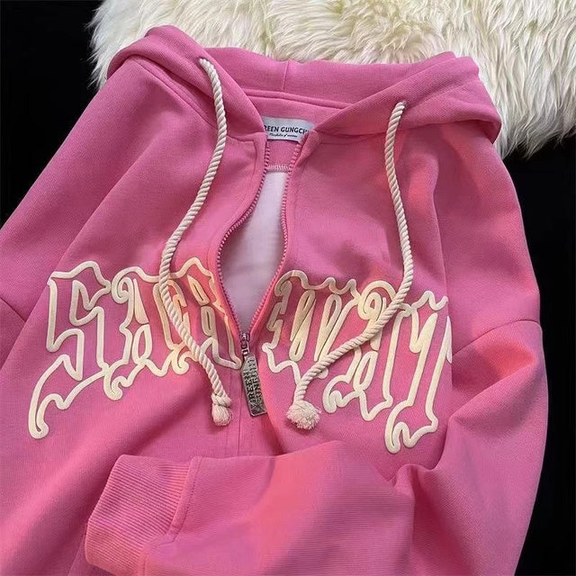 Vintage Harajuku  Zipper Hoodie - Y2K Street Wear