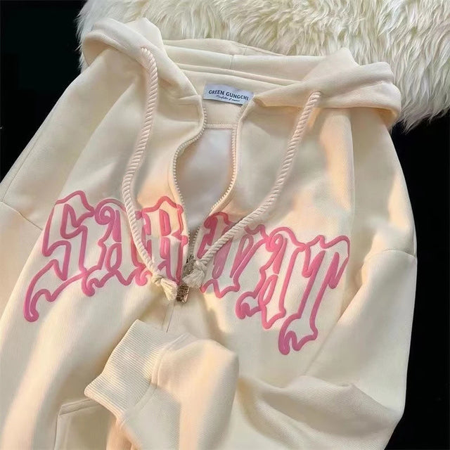 Vintage Harajuku  Zipper Hoodie - Y2K Street Wear