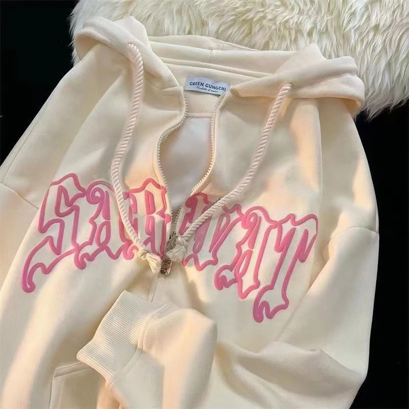Vintage Harajuku  Zipper Hoodie - Y2K Street Wear