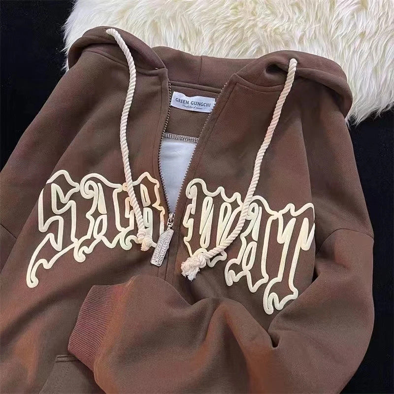 Vintage Harajuku  Zipper Hoodie - Y2K Street Wear
