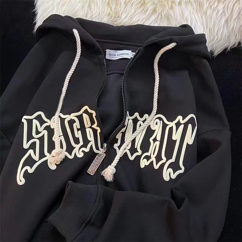Vintage Harajuku  Zipper Hoodie - Y2K Street Wear