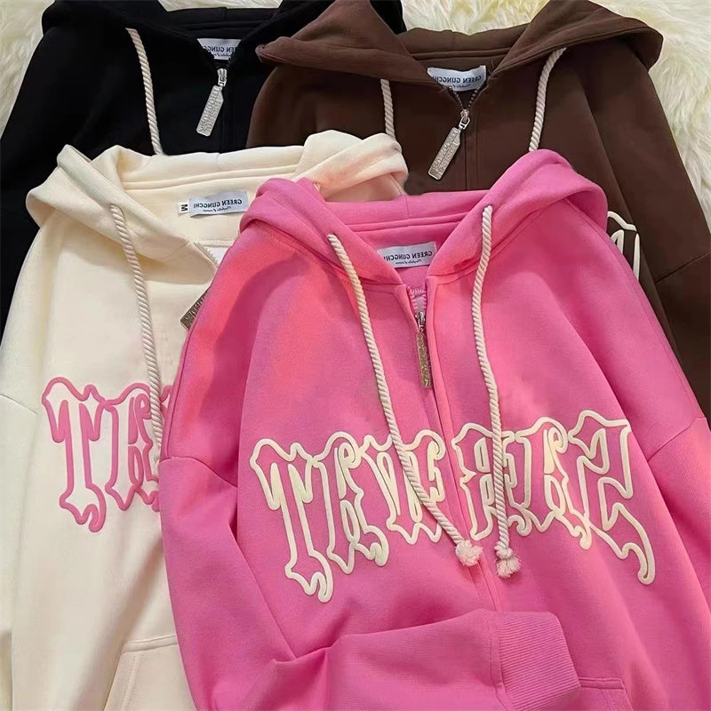 Vintage Harajuku  Zipper Hoodie - Y2K Street Wear